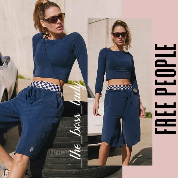 Free People set shorts and crop top co-ord matching set yoga activewear Small - Picture 1 of 10
